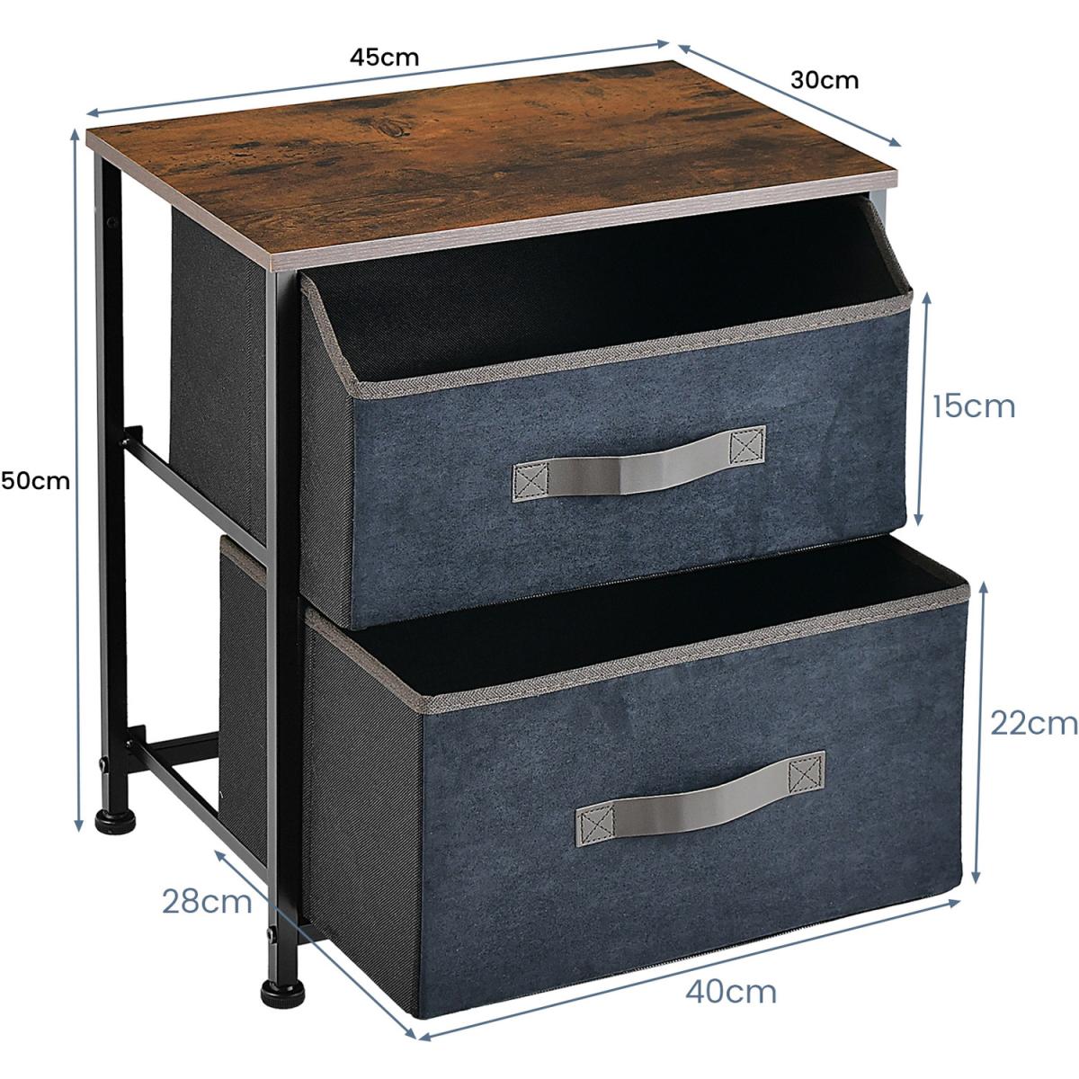 Costway 2-Drawer Nightstand Short Dresser  - Rustic Brown – image 7
