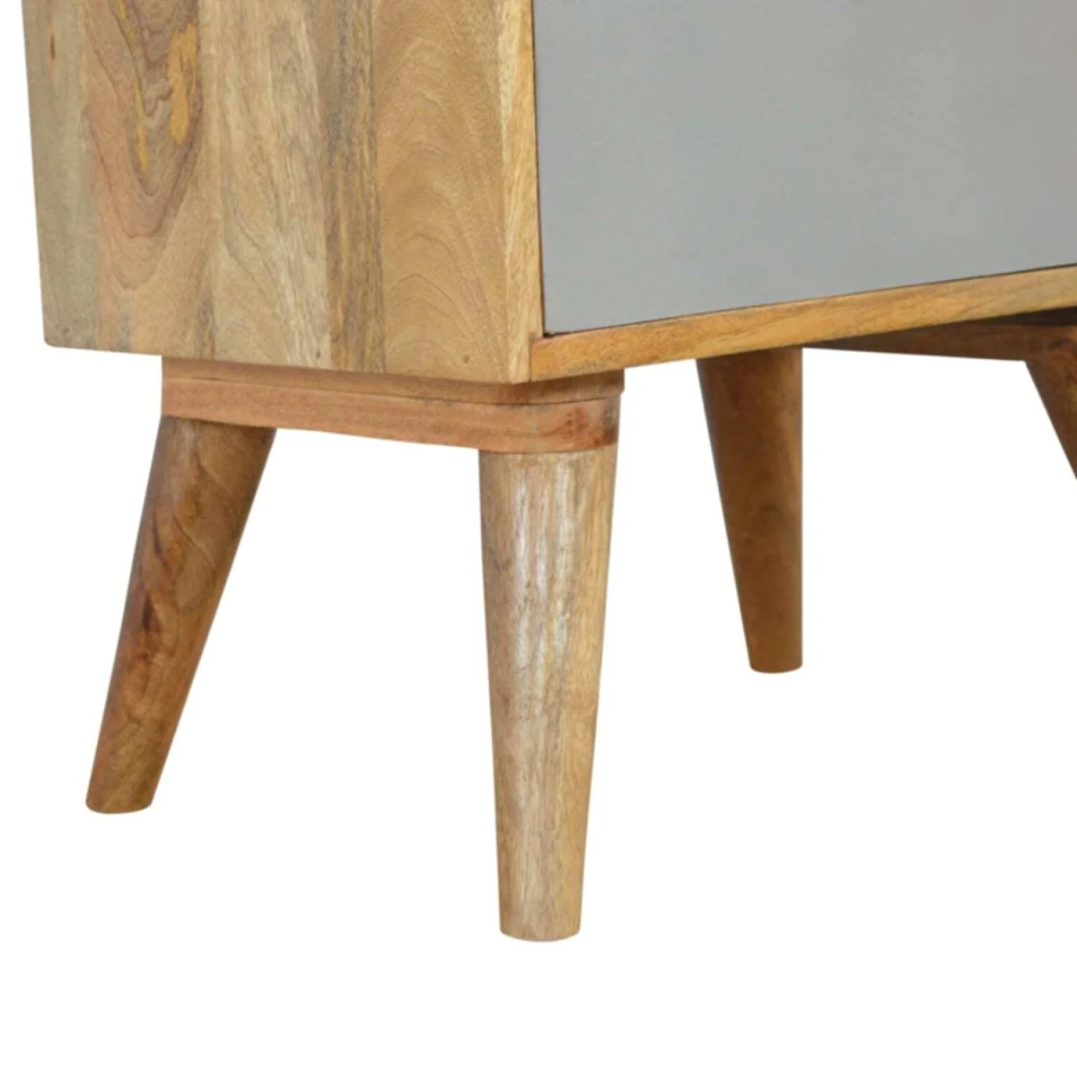 Pranburi Grey & White Mango Wood Bedside Table - 2 Drawers and Open Shelf - Brown – image 6