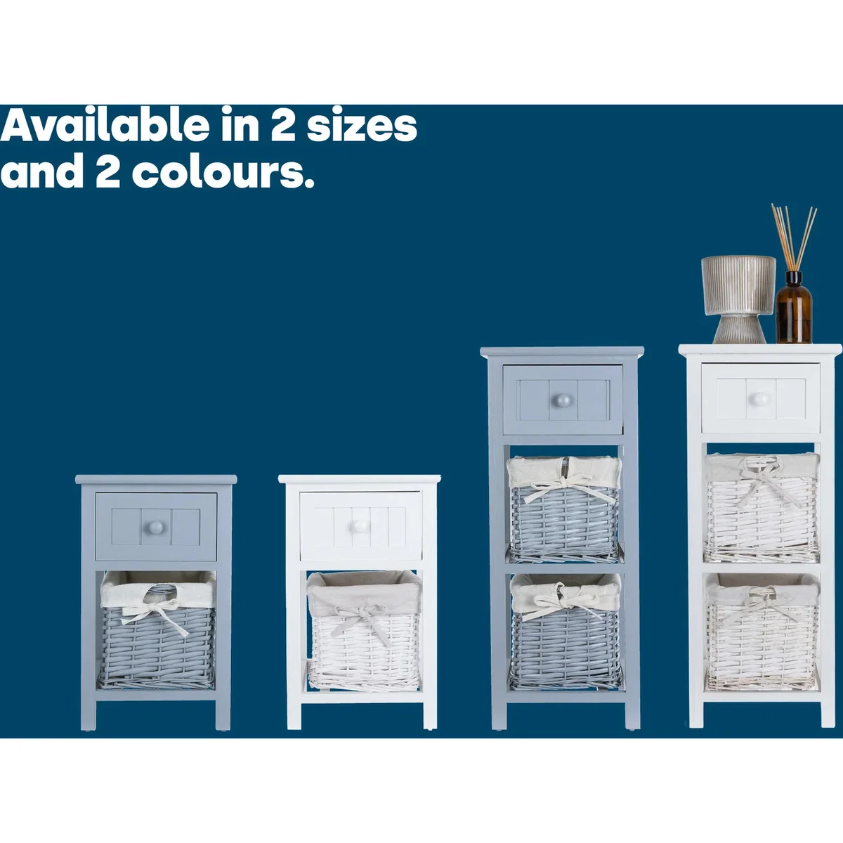 Wicker Bedside Table Unit - White – image 8