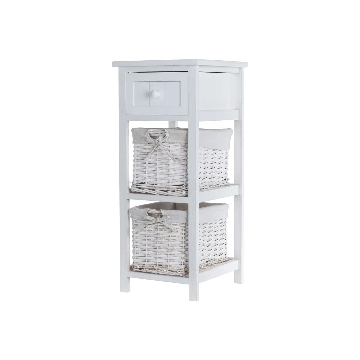Wicker Bedside Table Unit - White – image 1