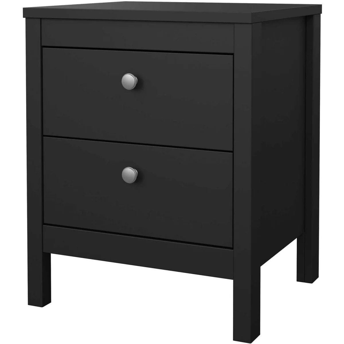 Gossmere 2-Drawer Bedside Table, Black, Silver Handles - Black – image 2