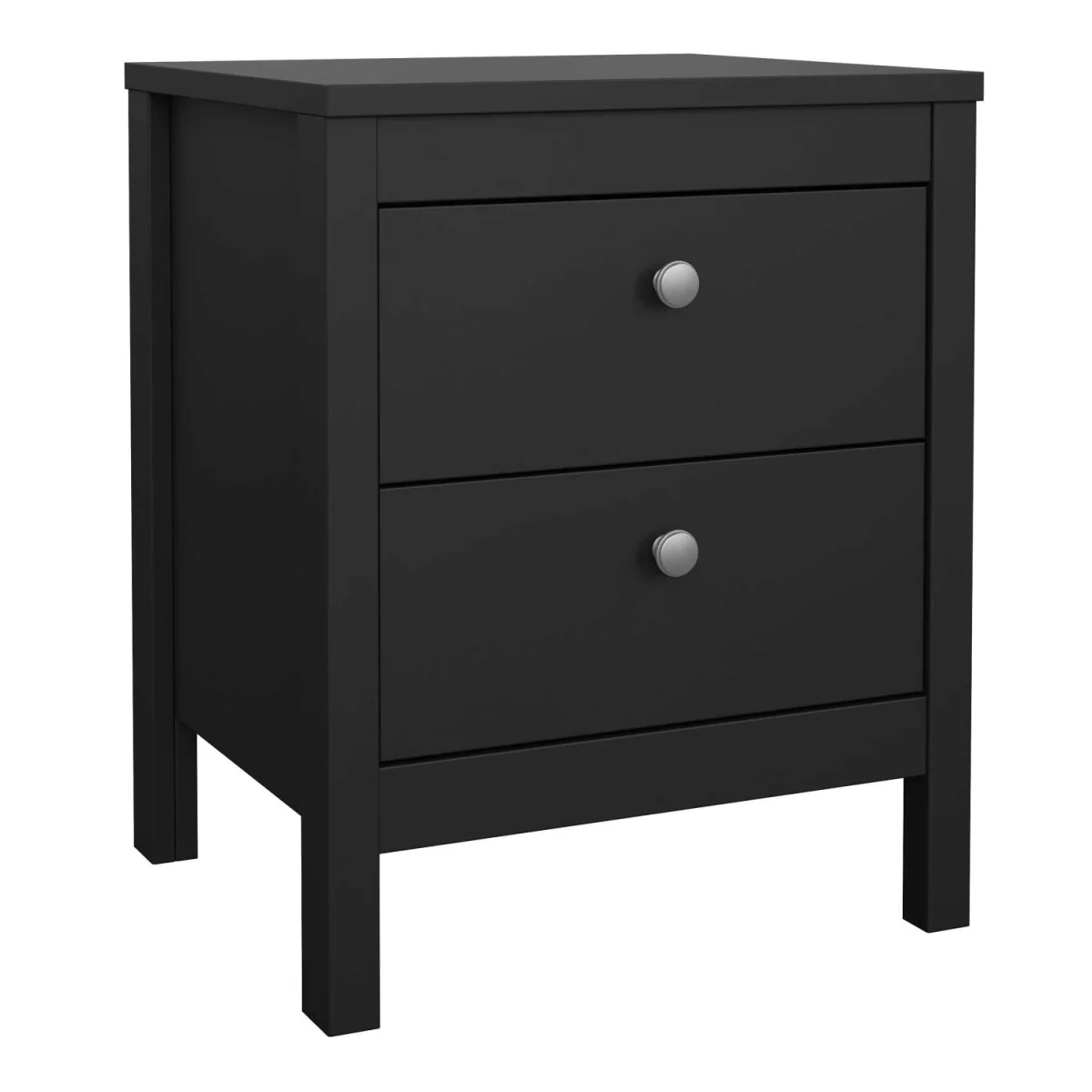 Gossmere 2-Drawer Bedside Table, Black, Silver Handles - Black – image 3