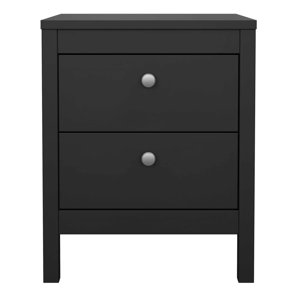 Gossmere 2-Drawer Bedside Table, Black, Silver Handles - Black – image 4