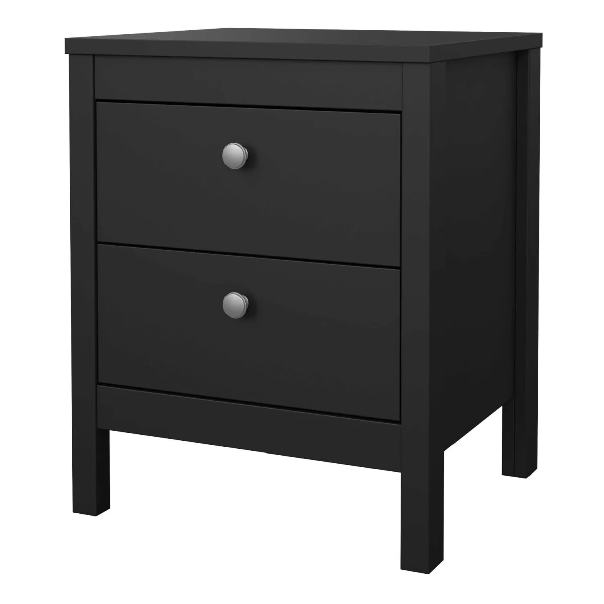 Gossmere 2-Drawer Bedside Table, Black, Silver Handles - Black – image 5