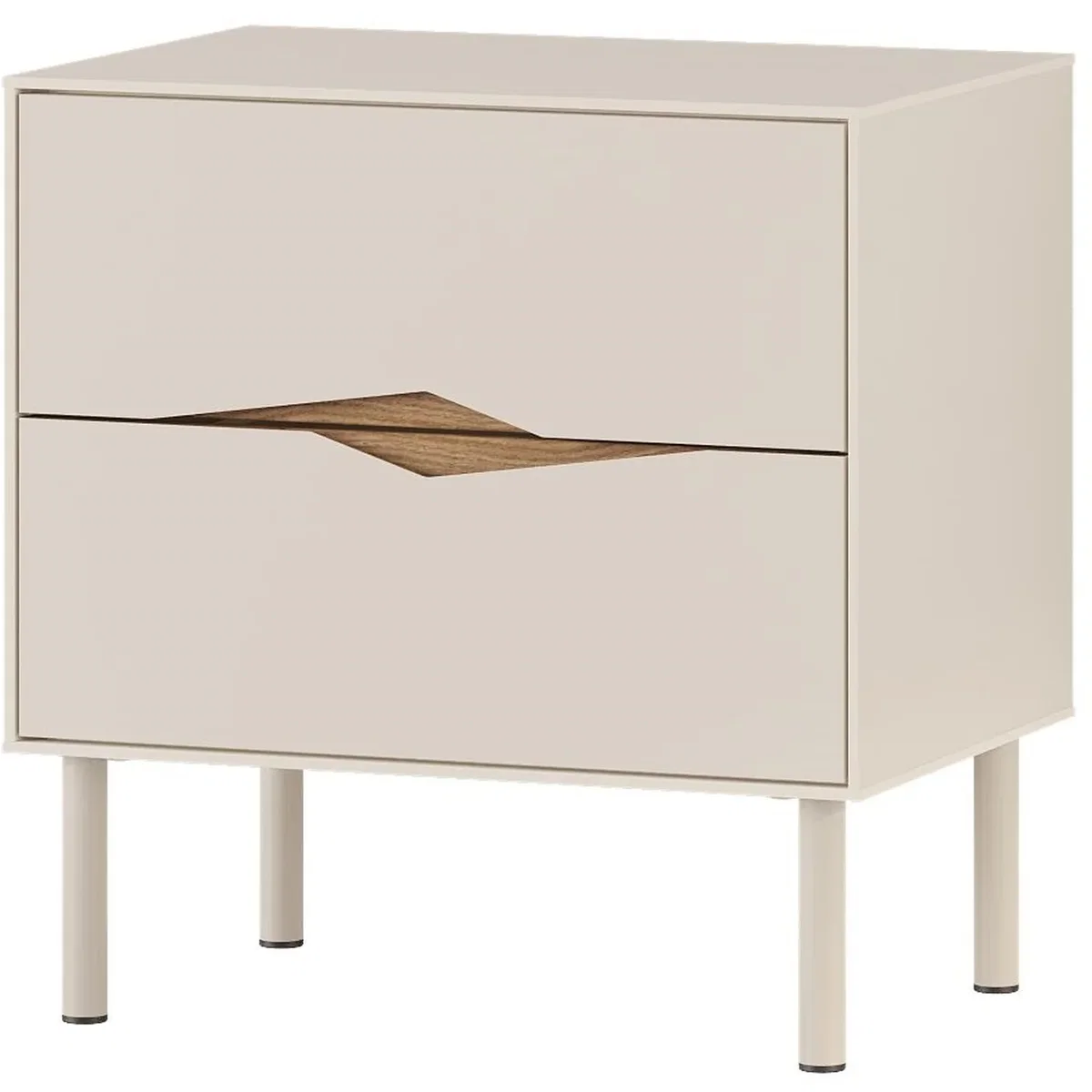 Decortie Marquise Two Drawer Bedside Table - Sandstone, Whiskey Oak – image 2