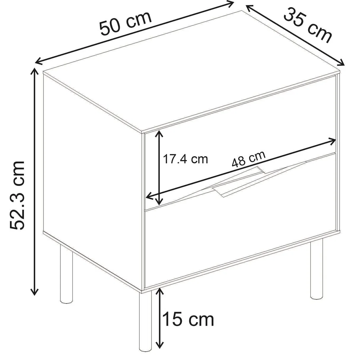 Decortie Marquise Two Drawer Bedside Table - Sandstone, Whiskey Oak – image 7