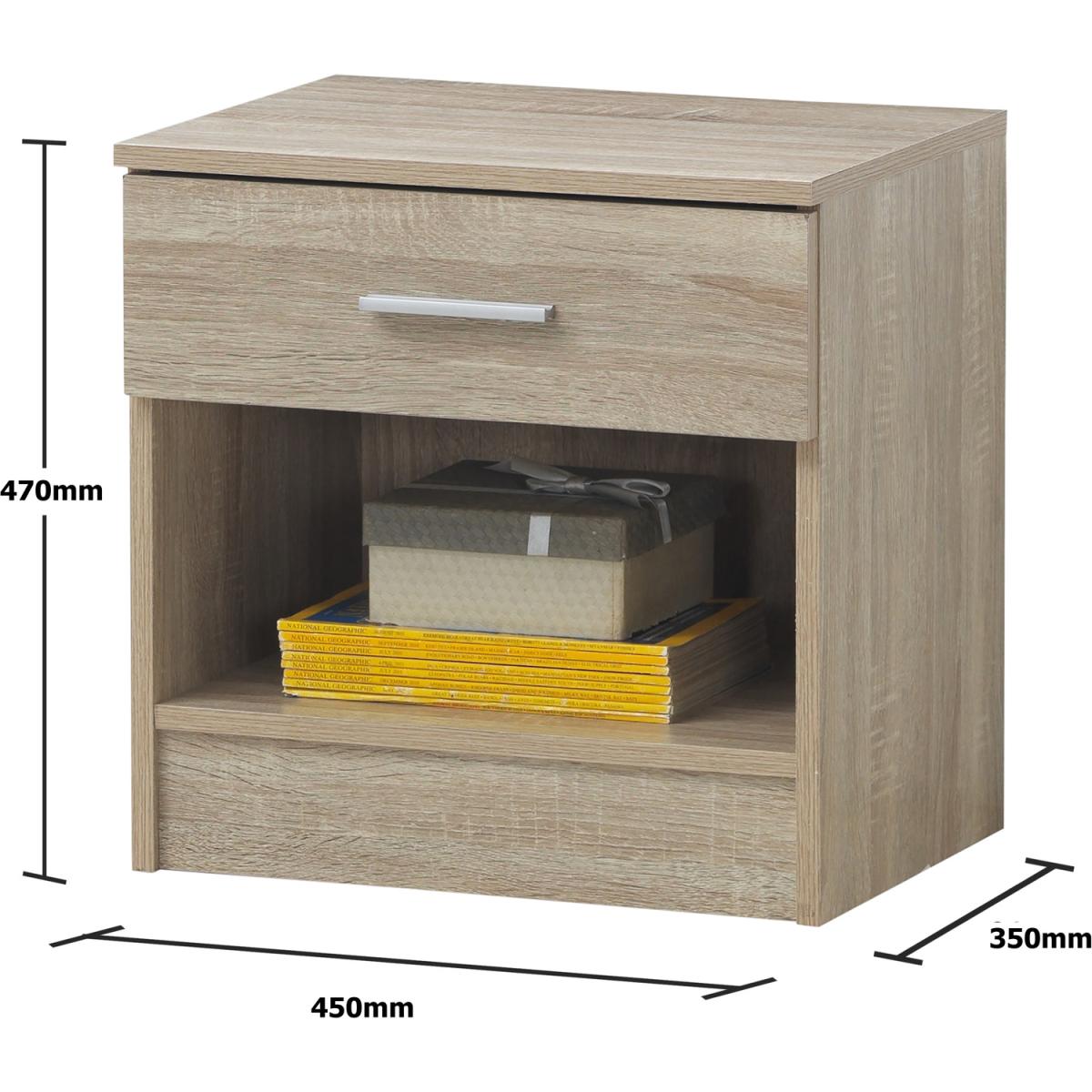 Rio Costa 1 Drawer Bedside Table - Beech – image 17