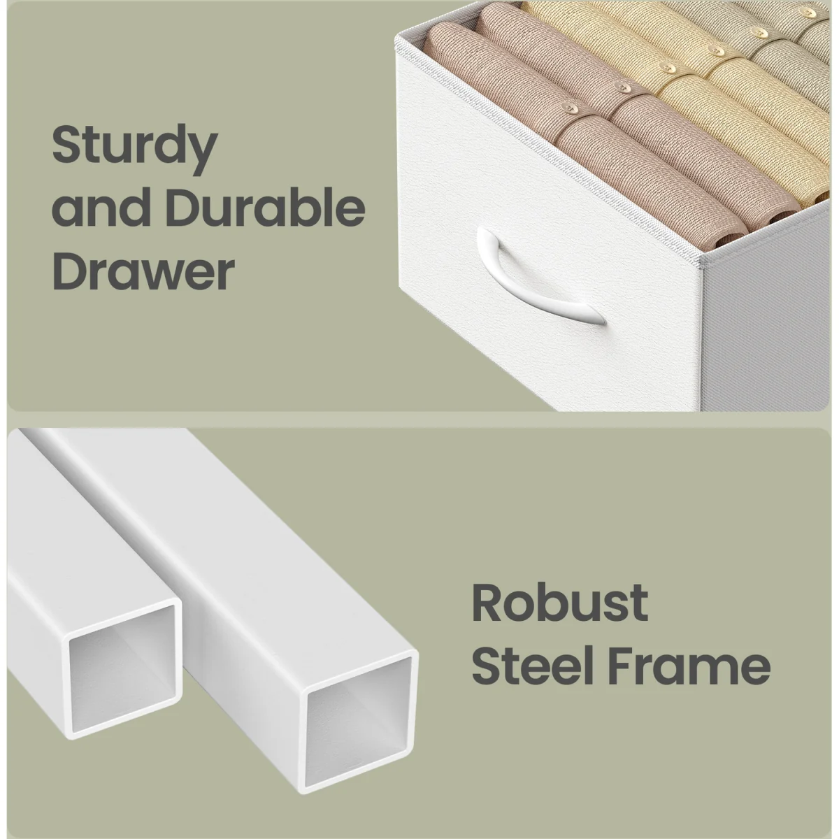 White Steel Bedside Table With Drawers Shelf - White – image 2