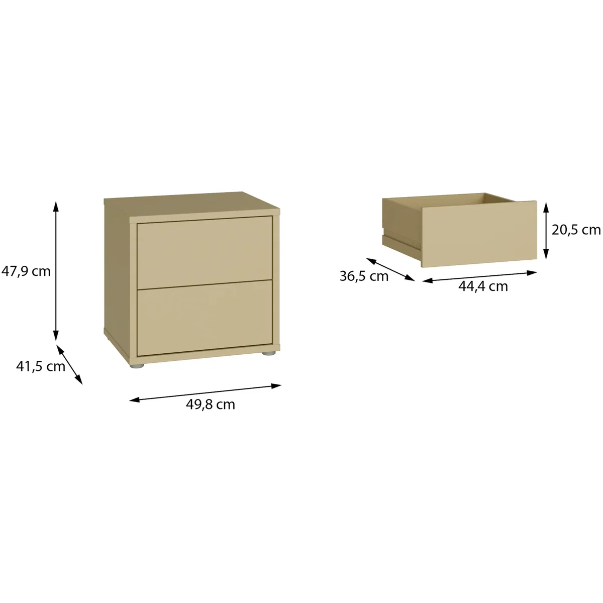 Alice Springs Low Bedside Cabinet with 2 Drawers Push-Open in Taupe - Terracotta – image 23
