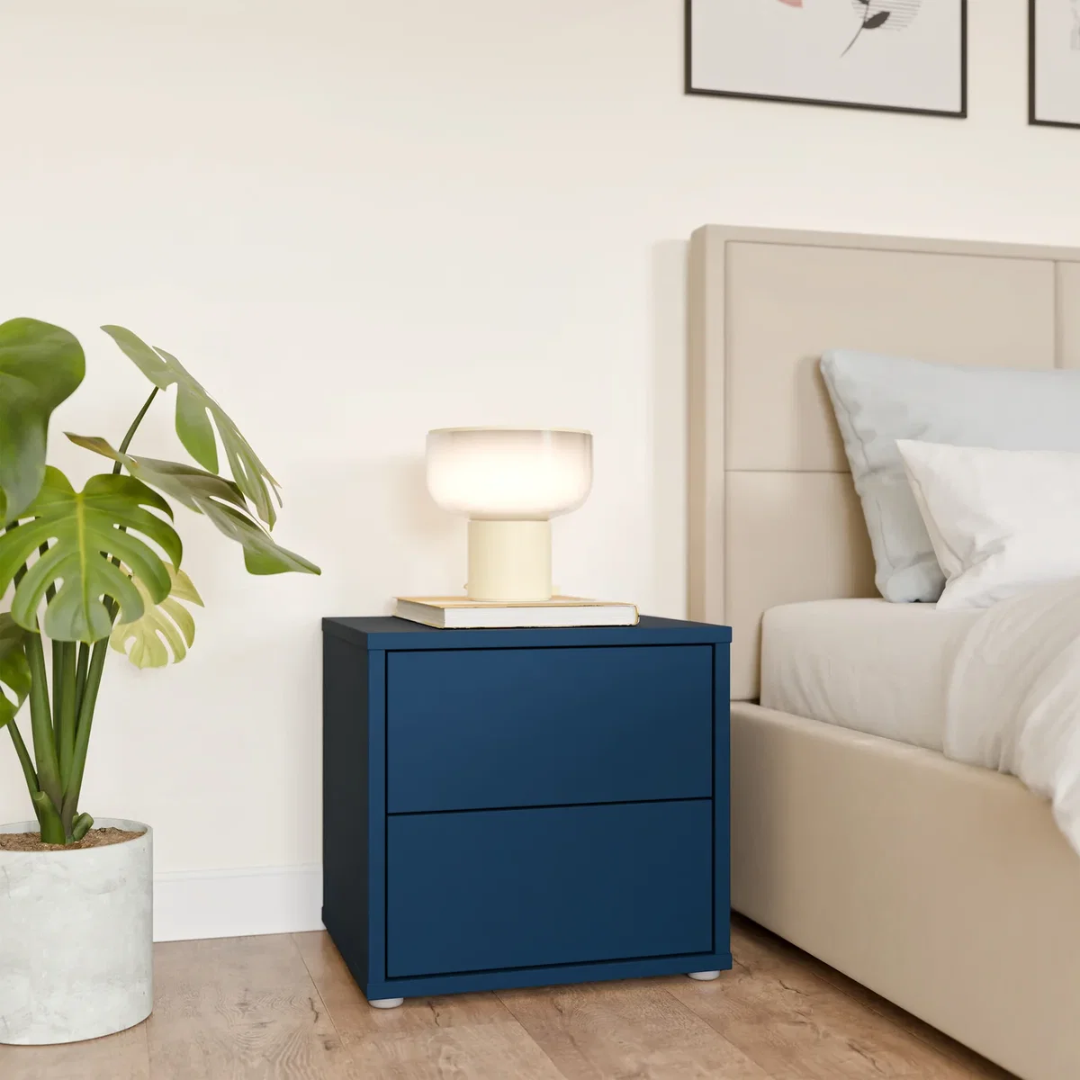 Alice Springs Low Bedside Cabinet with 2 Drawers Push-Open in Taupe - Terracotta – image 24
