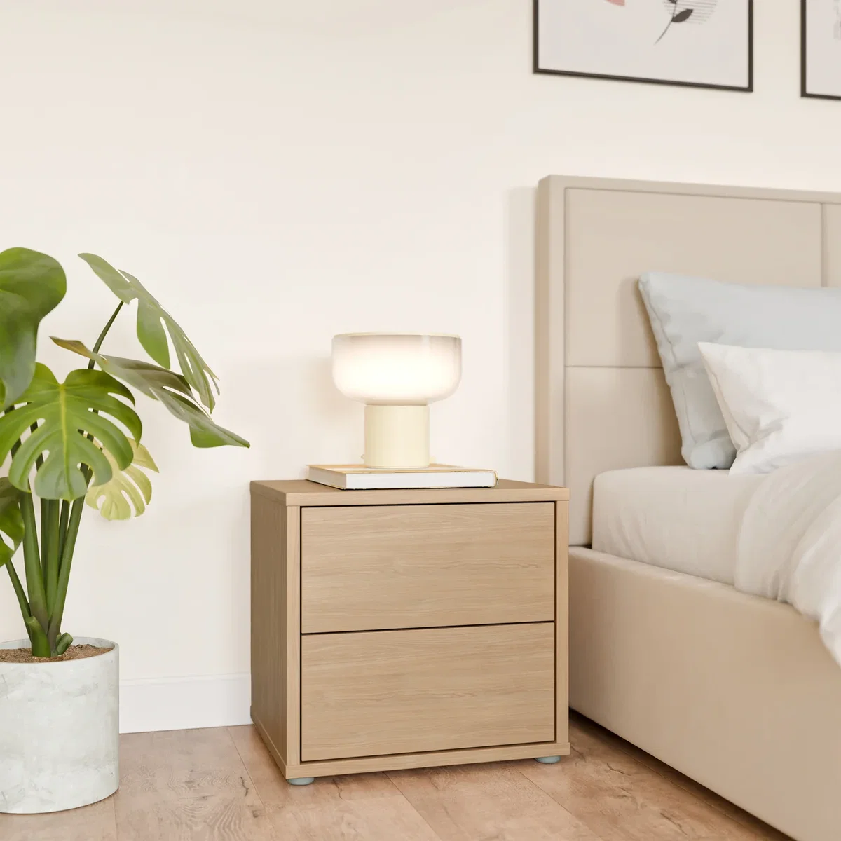 Alice Springs Low Bedside Cabinet with 2 Drawers Push-Open in Taupe - Terracotta – image 31