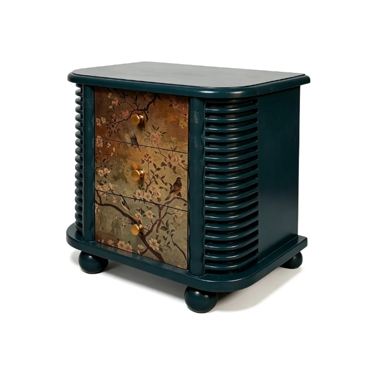 7seas Verdure Handmade 3 Drawer Bedside Table - Teal – image 1