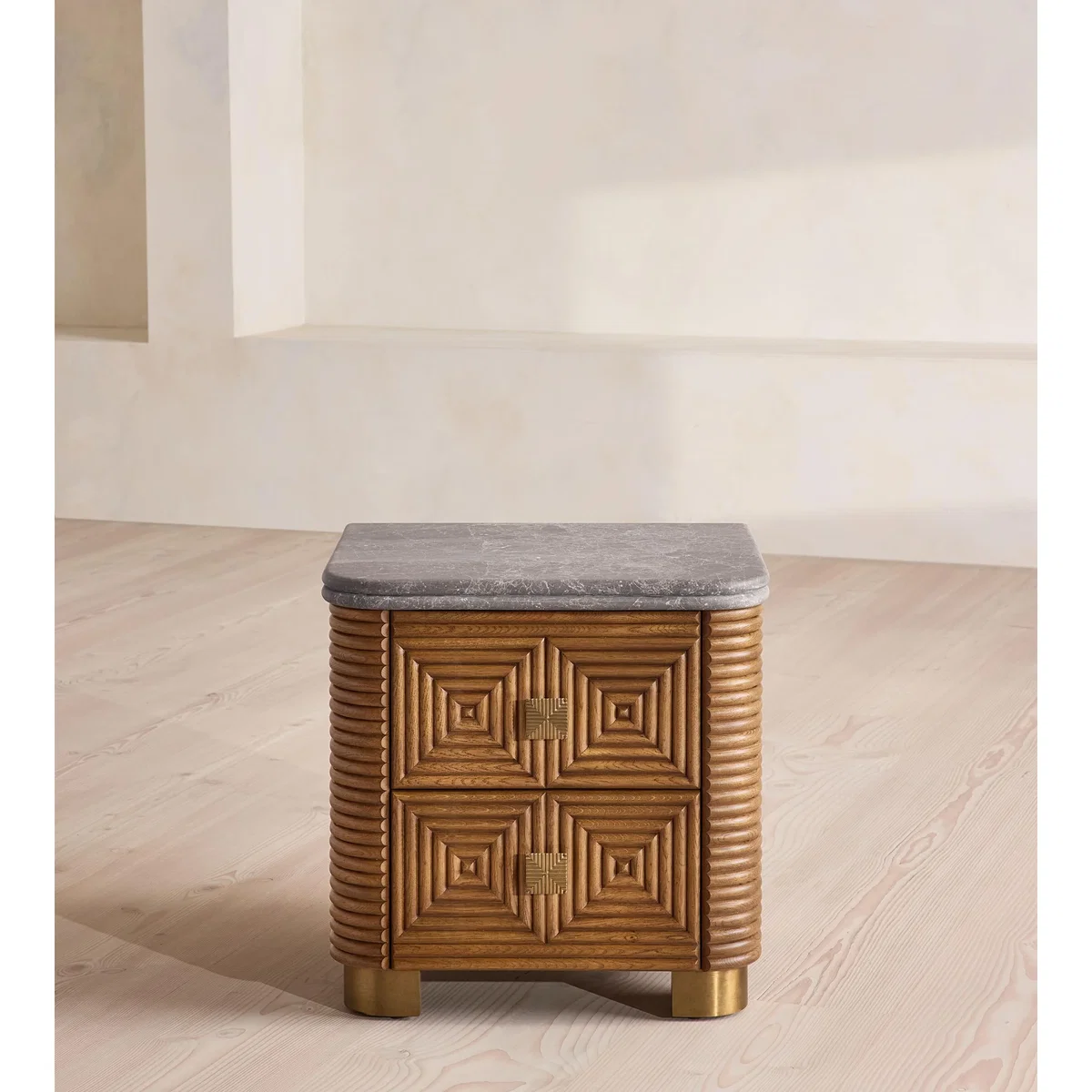 Kingsley Bedside Table, Grey Emperador Marble – image 2