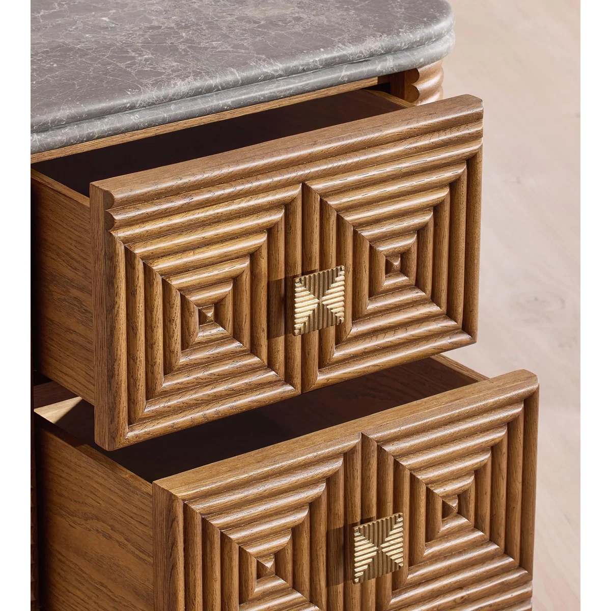 Kingsley Bedside Table, Grey Emperador Marble – image 6