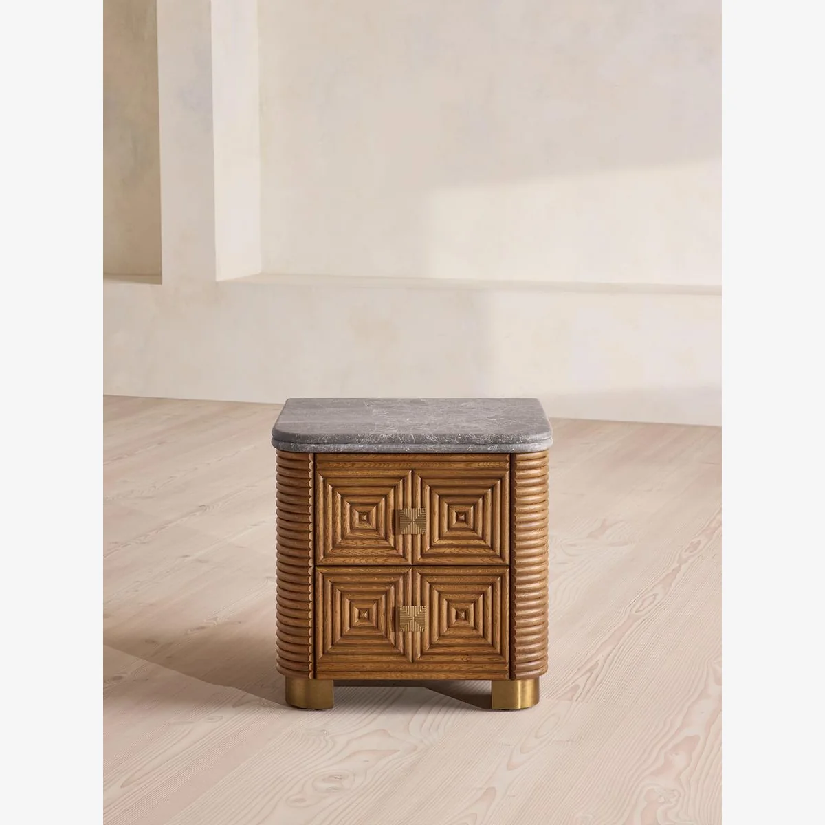 Kingsley Bedside Table, Grey Emperador Marble – image 1