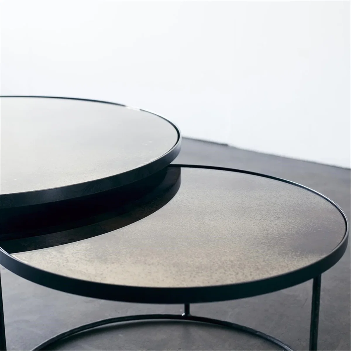Heavy Aged Mirror Coffee Table Set - Round – image 3