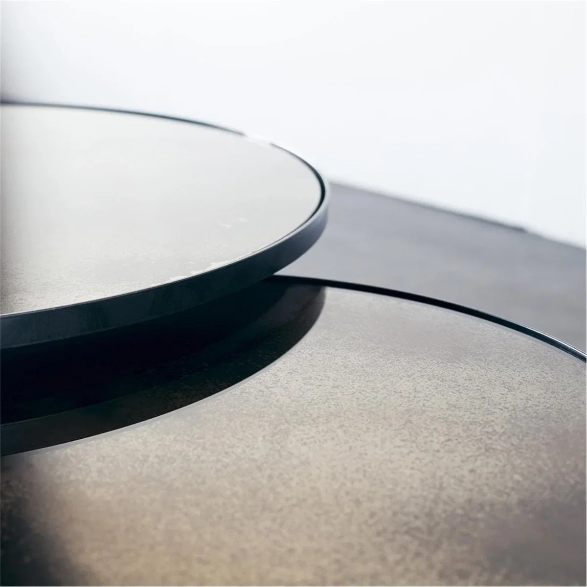 Heavy Aged Mirror Coffee Table Set - Round – image 4