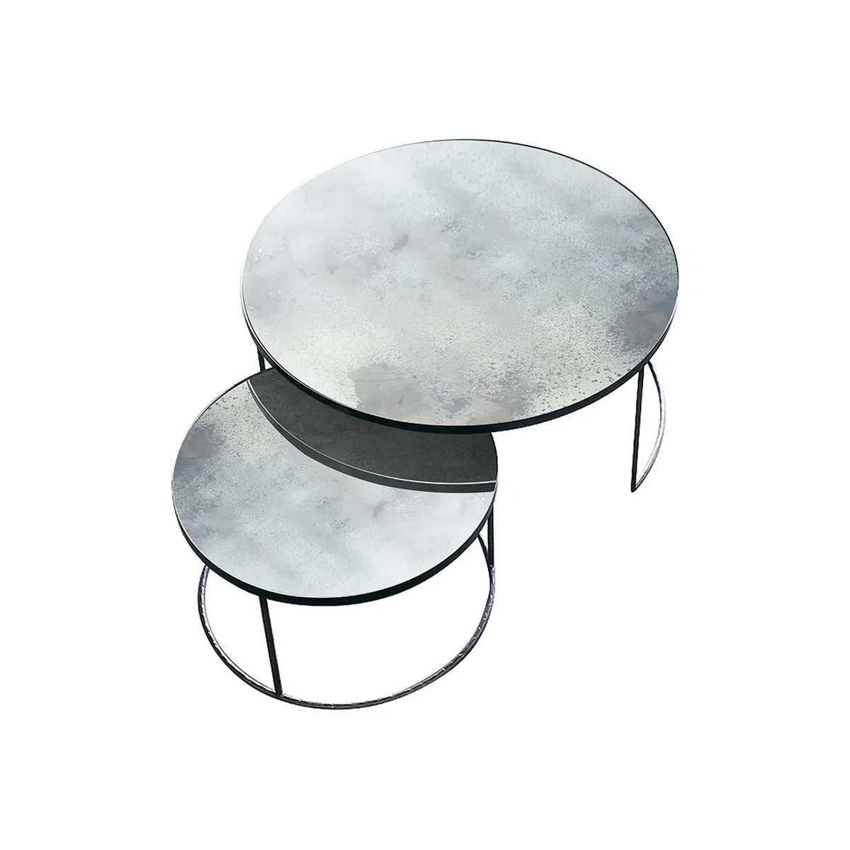 Heavy Aged Mirror Coffee Table Set - Round – image 1
