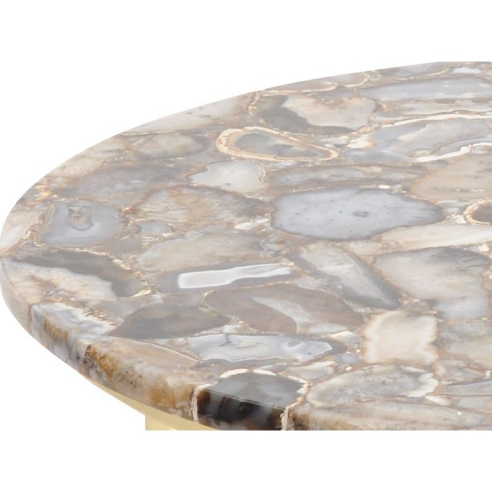 Meso Agate Round Coffee Table with Brass Frame – image 3