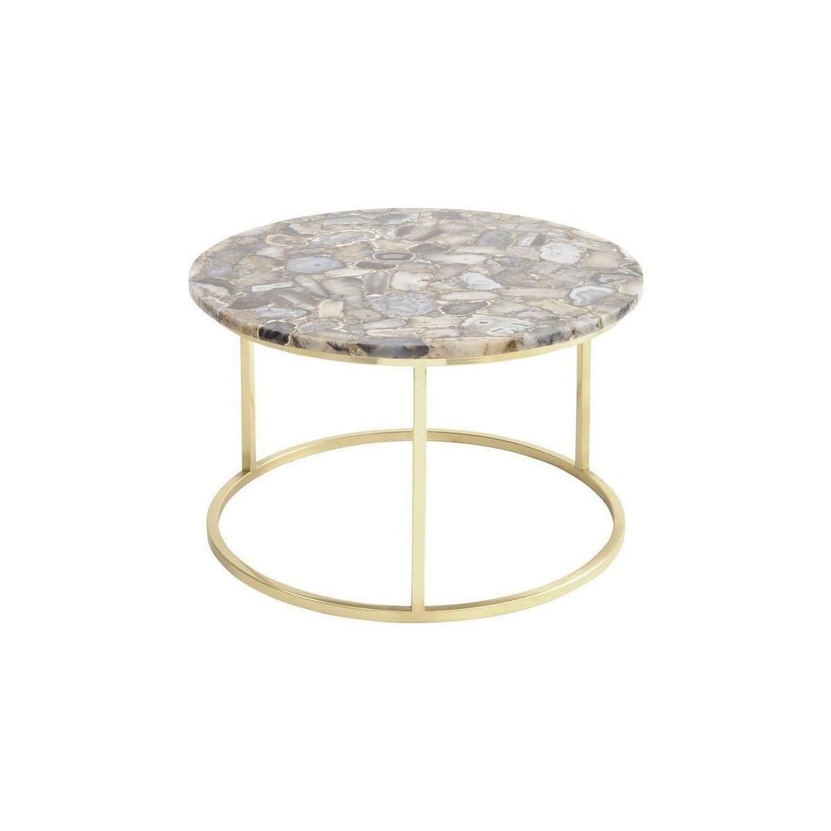 Meso Agate Round Coffee Table with Brass Frame – image 1
