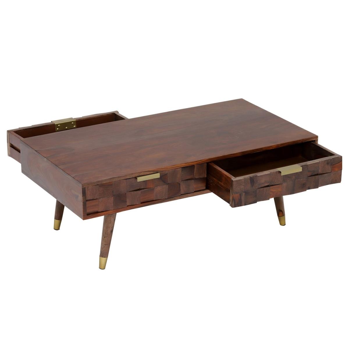 Kora 2 Drawer Coffee Table, Brown Wood | Barker & Stonehouse – image 9