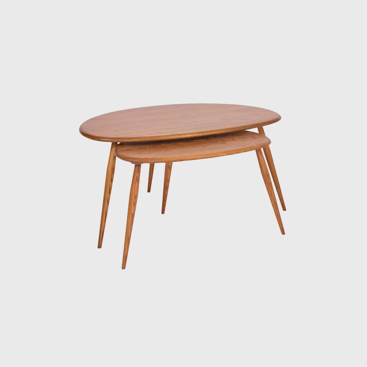 Ercol Pebble Coffee Table Nest, Round, Brown | Barker & Stonehouse – image 3