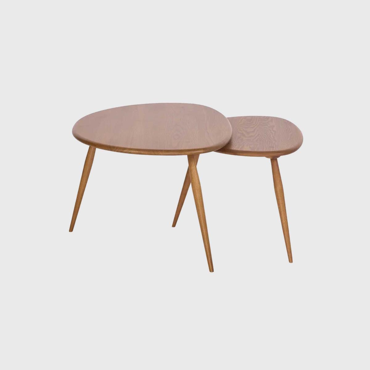 Ercol Pebble Coffee Table Nest, Round, Brown | Barker & Stonehouse – image 4