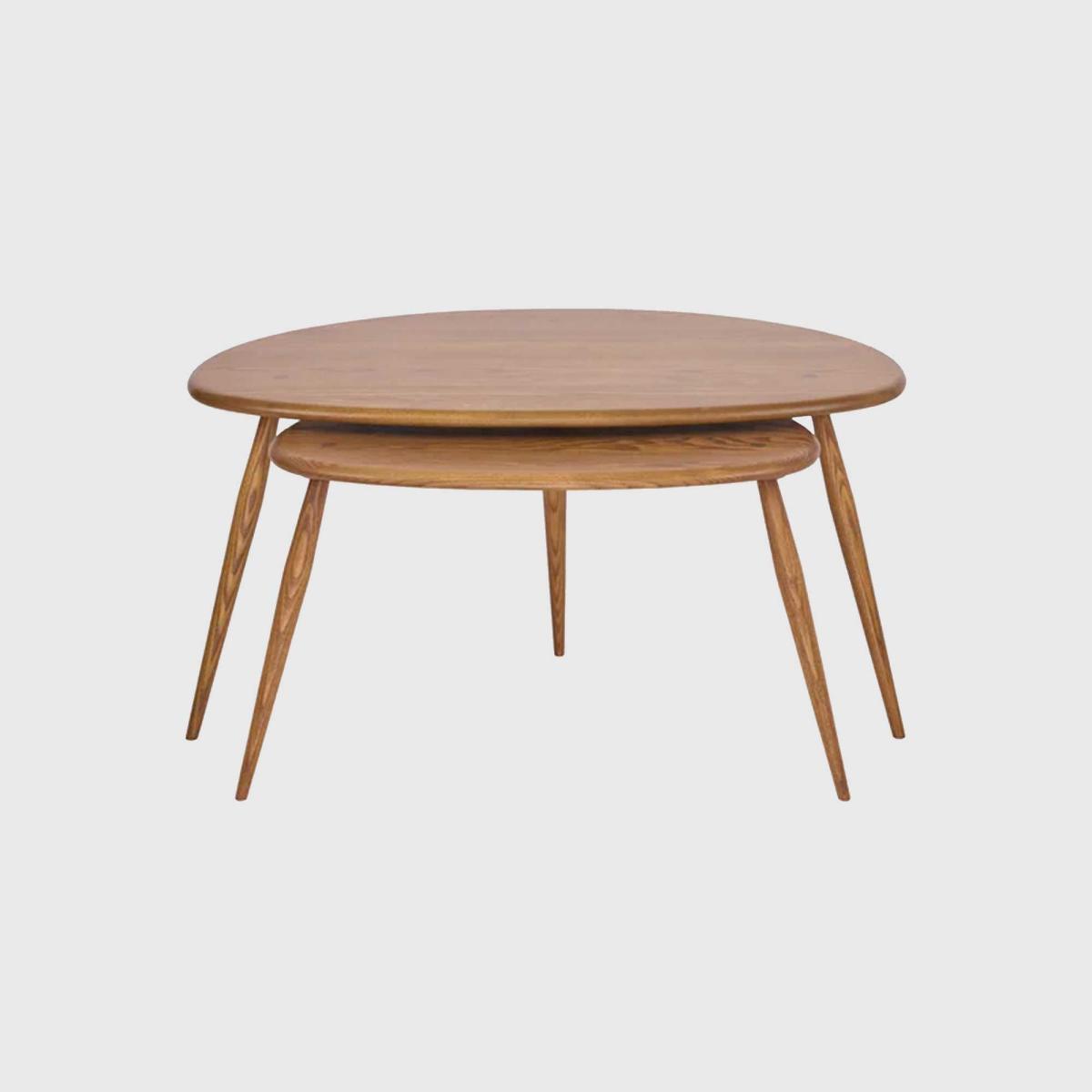 Ercol Pebble Coffee Table Nest, Round, Brown | Barker & Stonehouse – image 1