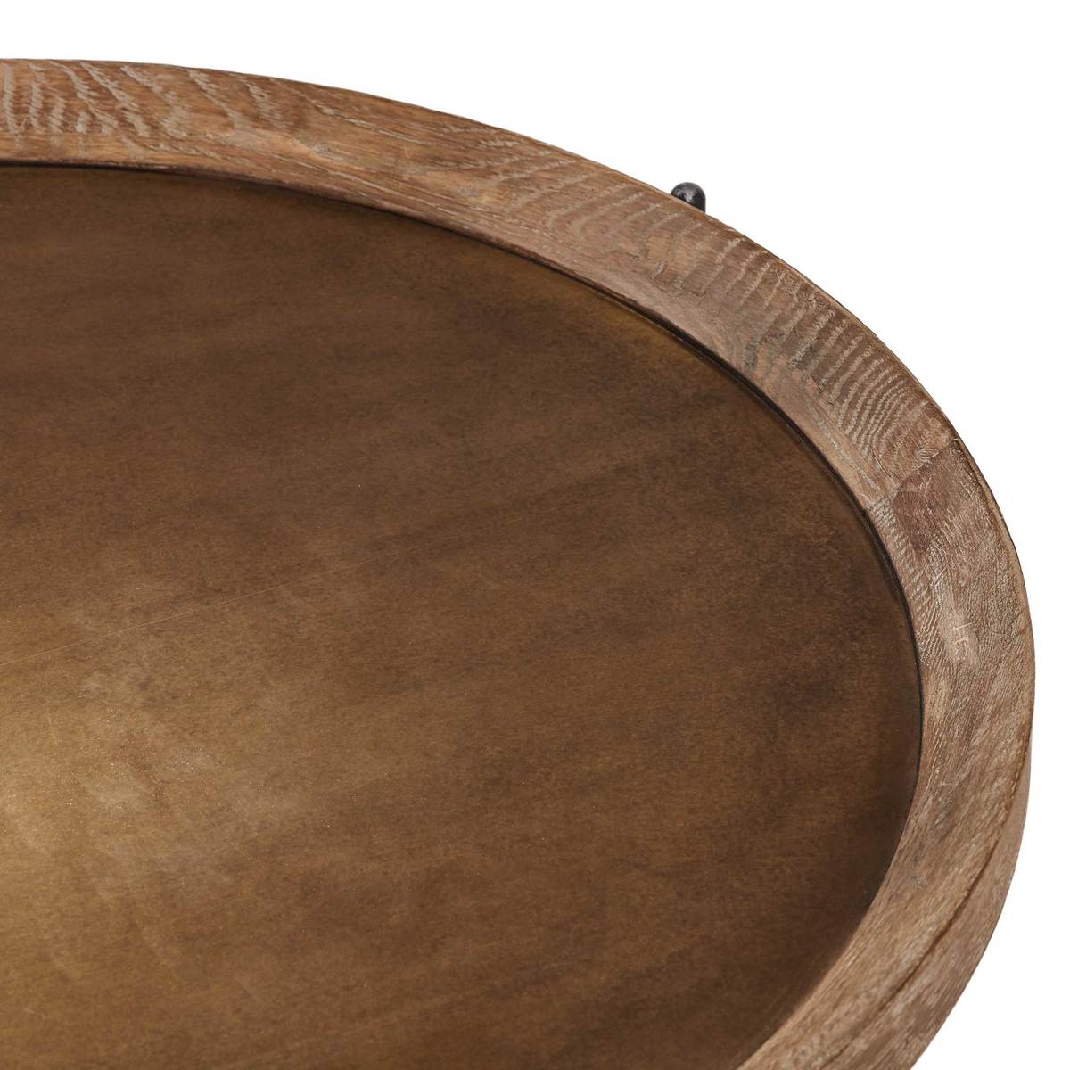 Zeke Round Coffee Table, Light Brass and Oak – image 4