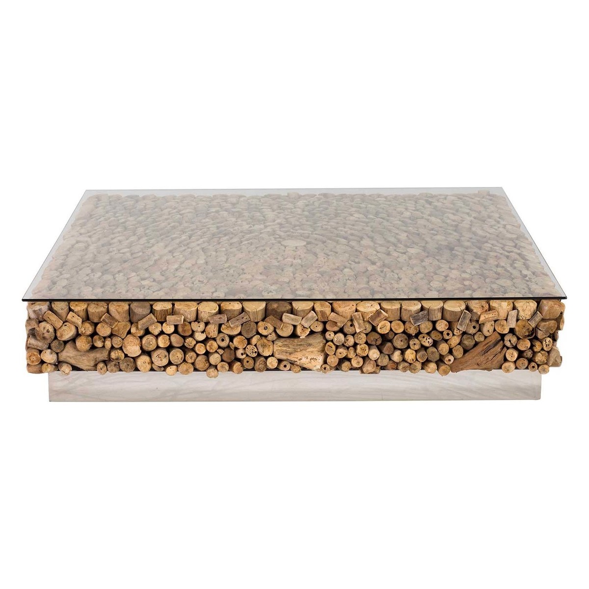 Caspian Avant Garde Driftwood and Glass Square Coffee Table – image 2