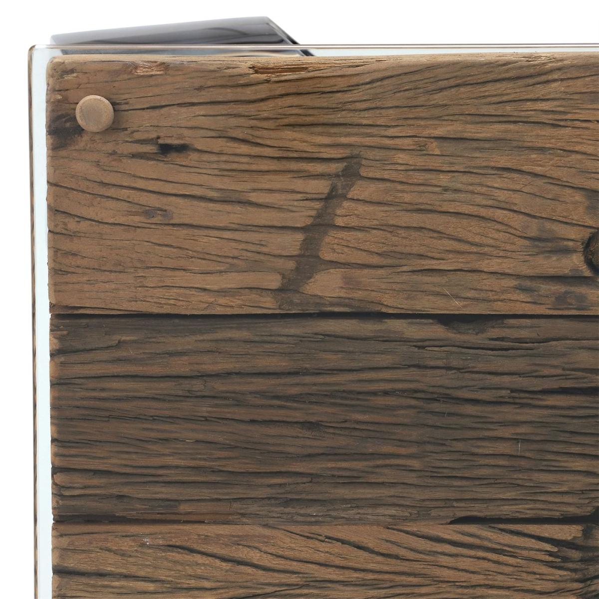 Caspian Terni Small Square Reclaimed Wood Coffee Table with Glass top, Neutral | Barker & Stonehouse – image 5