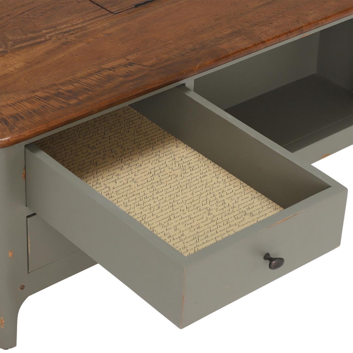 2 Draw Wooden Coffee Table - Grey - Mango Wood - W110 x D60 x H45cm - Barker &amp; Stonehouse – image 4