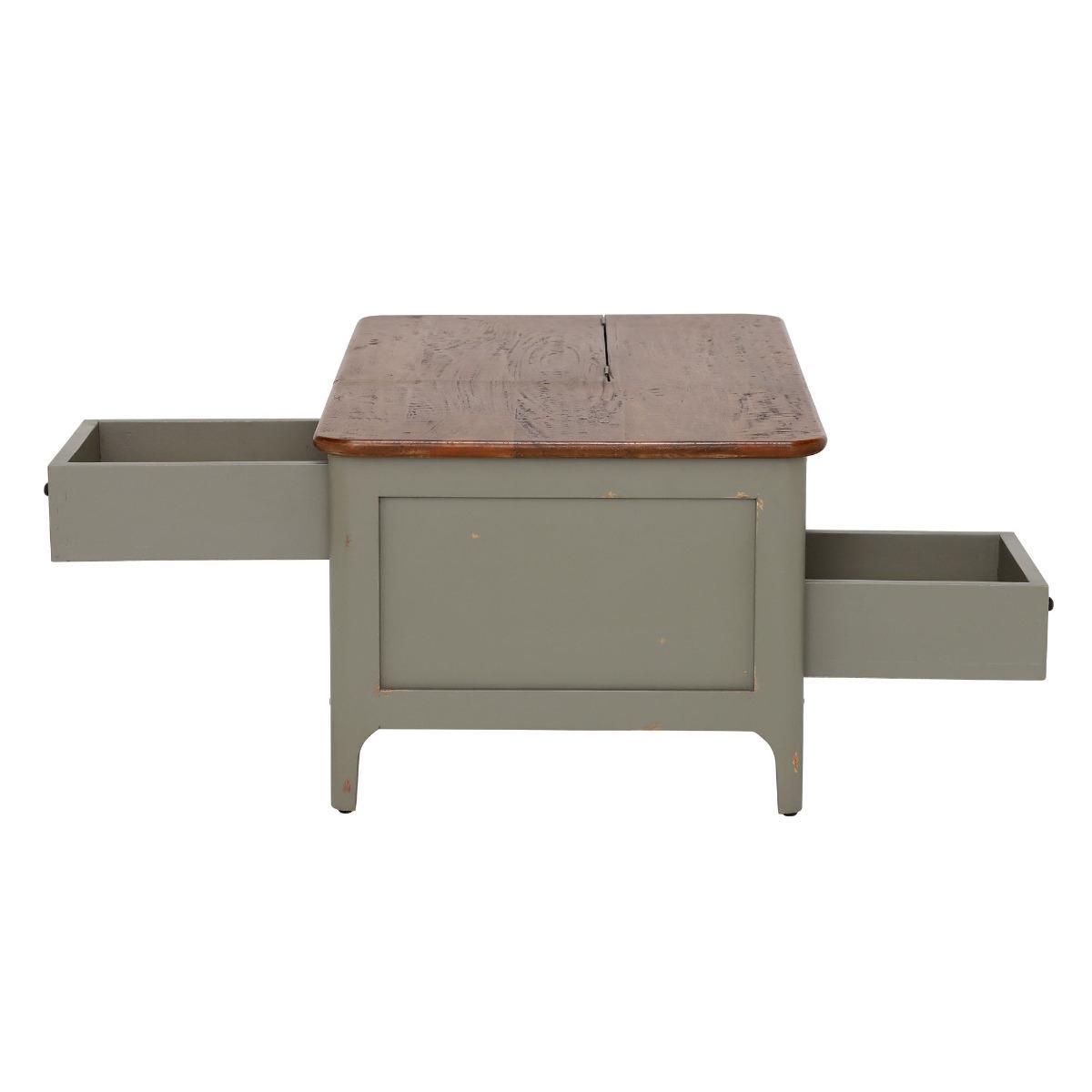 2 Draw Wooden Coffee Table - Grey - Mango Wood - W110 x D60 x H45cm - Barker &amp; Stonehouse – image 5