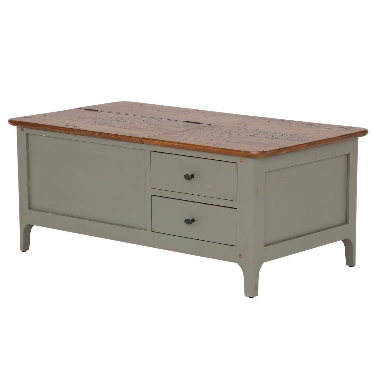 2 Draw Wooden Coffee Table - Grey - Mango Wood - W110 x D60 x H45cm - Barker &amp; Stonehouse – image 6