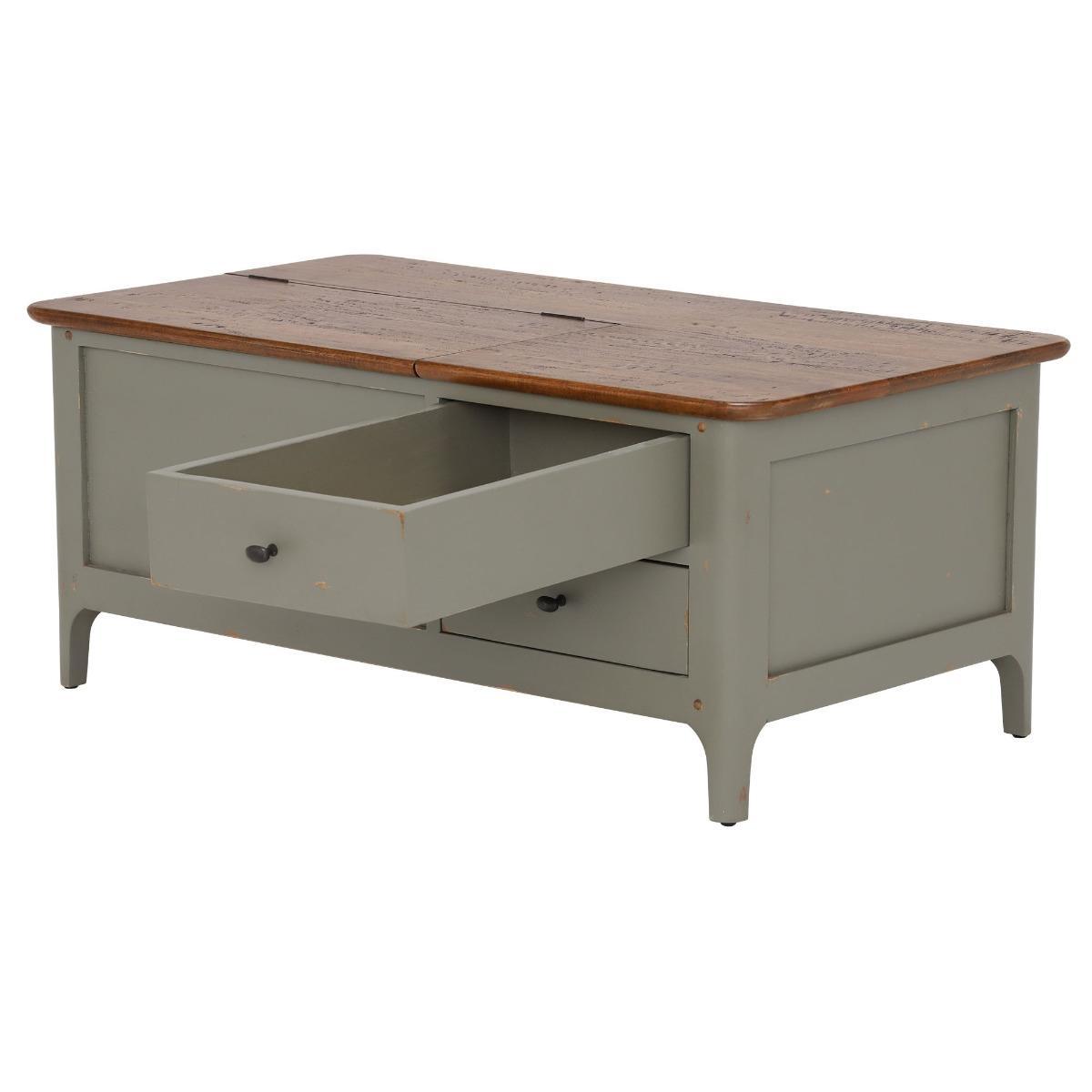 2 Draw Wooden Coffee Table - Grey - Mango Wood - W110 x D60 x H45cm - Barker &amp; Stonehouse – image 7