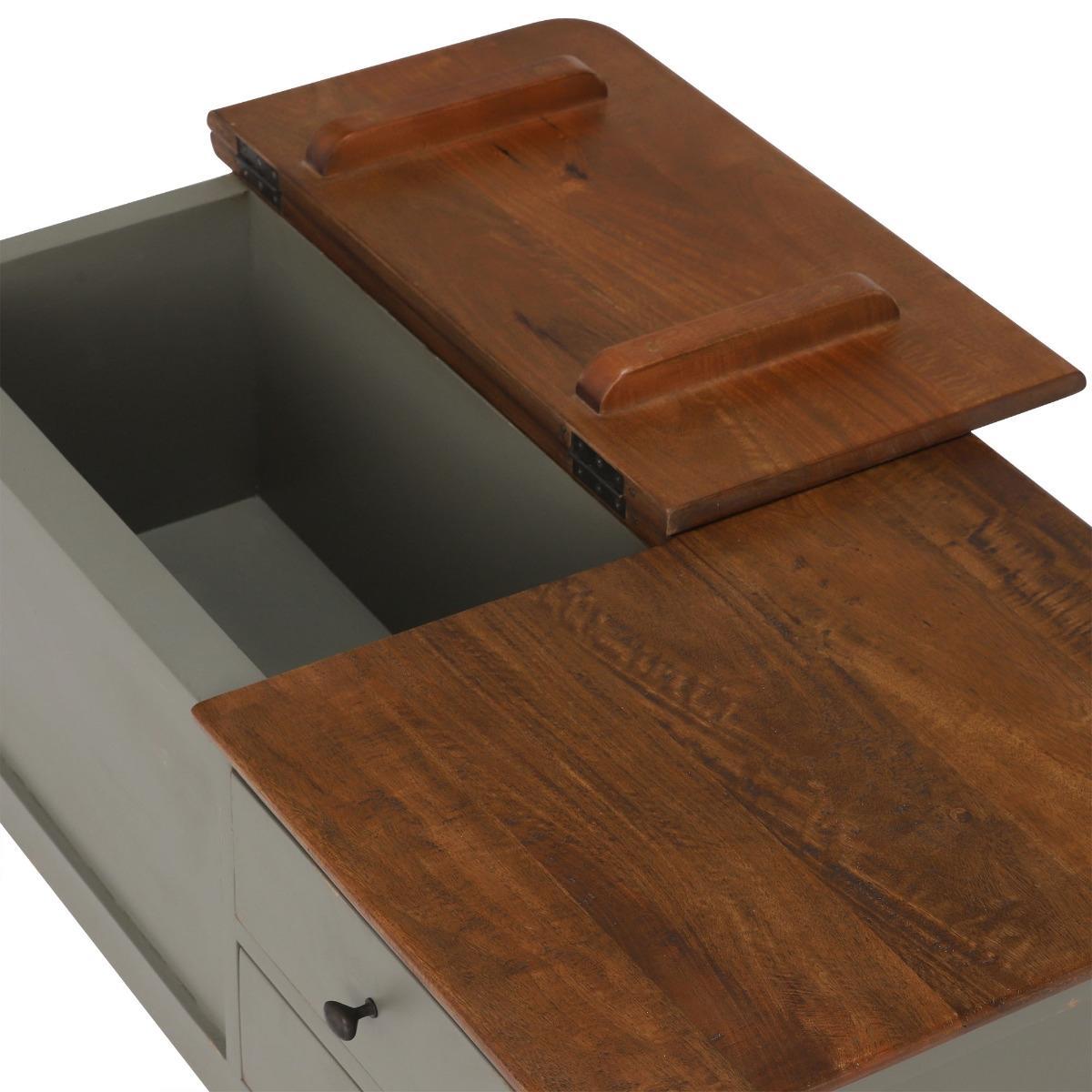 2 Draw Wooden Coffee Table - Grey - Mango Wood - W110 x D60 x H45cm - Barker &amp; Stonehouse – image 10