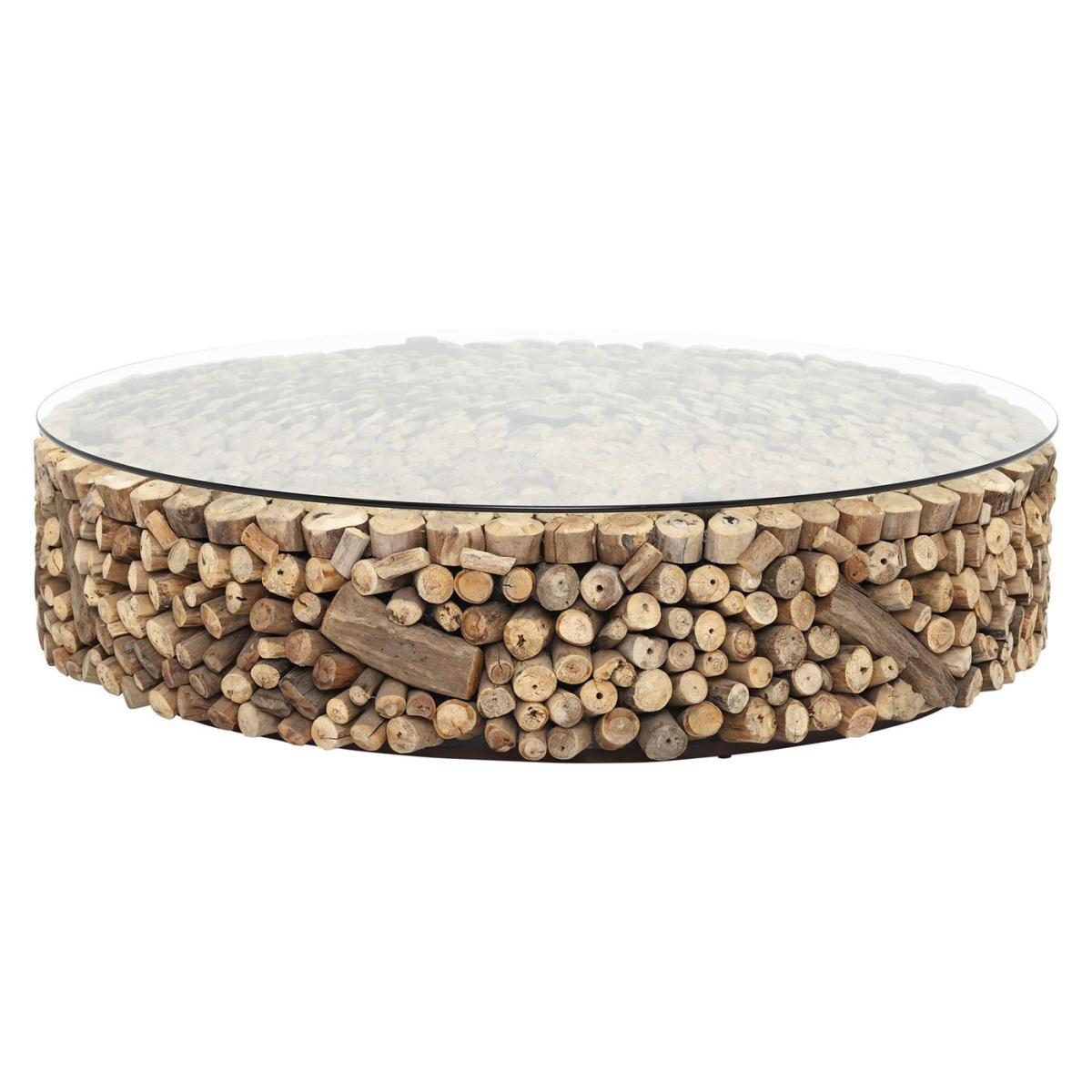 Caspian Solace 120cm Driftwood and Glass Coffee Table – image 2
