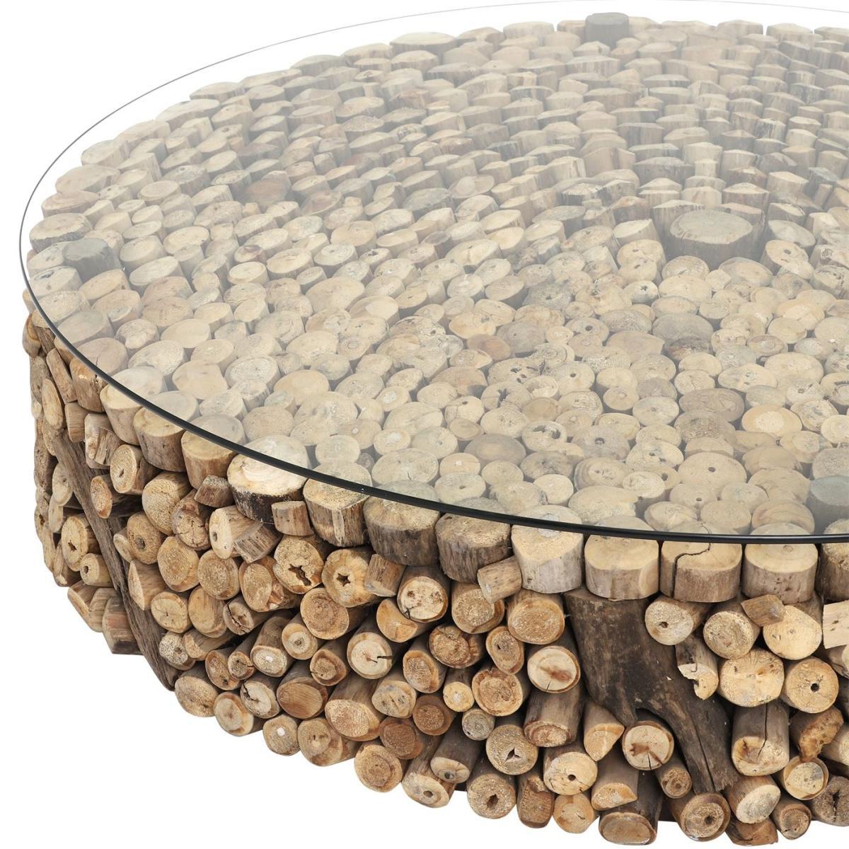 Caspian Solace 120cm Driftwood and Glass Coffee Table – image 3