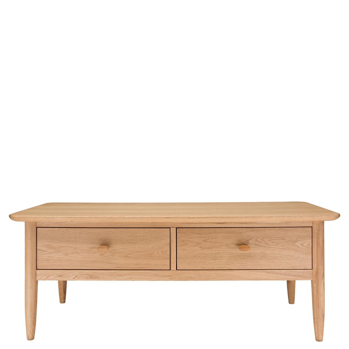 Ercol Teramo 2 Drawer Coffee Table, Neutral Oak Wood | Barker & Stonehouse – image 2