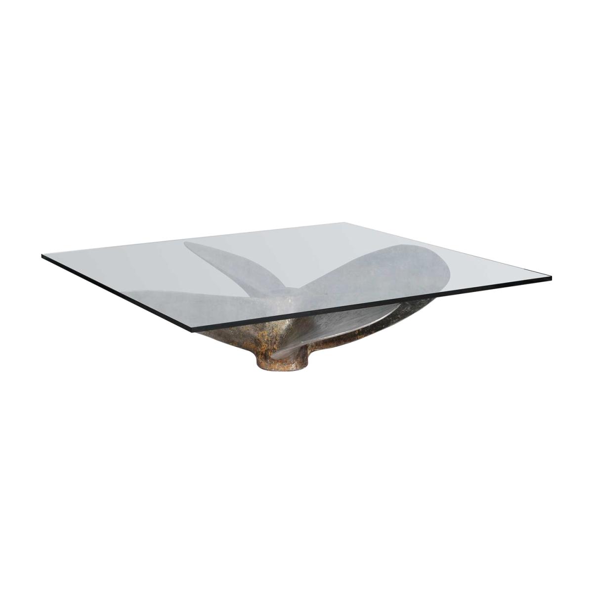 Timothy Oulton 110cm Junk Art Propeller Square Coffee Table, Silver Glass | Barker & Stonehouse