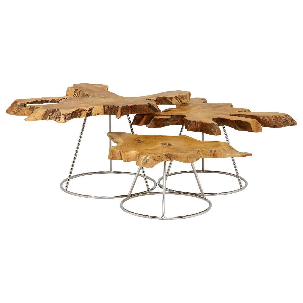 Caspian Admire Set of 3 Multi Coffee Tables, Brown Wood | Barker & Stonehouse – image 2