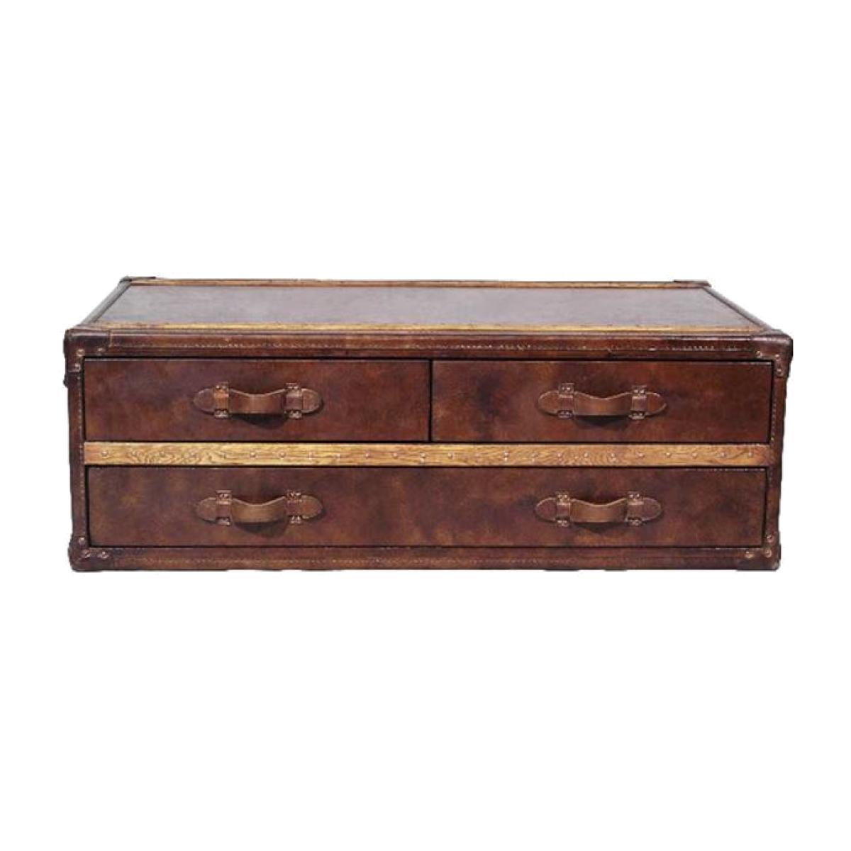 Timothy Oulton Stonyhurst Large Coffee Table, Brown Leather | Barker & Stonehouse