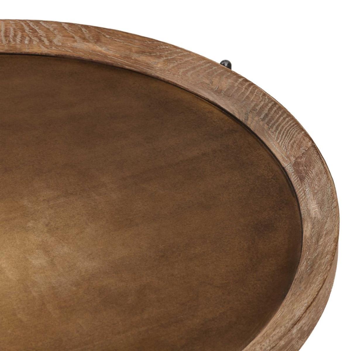 Zeke Round Coffee Table, Light Brass and Oak – image 4