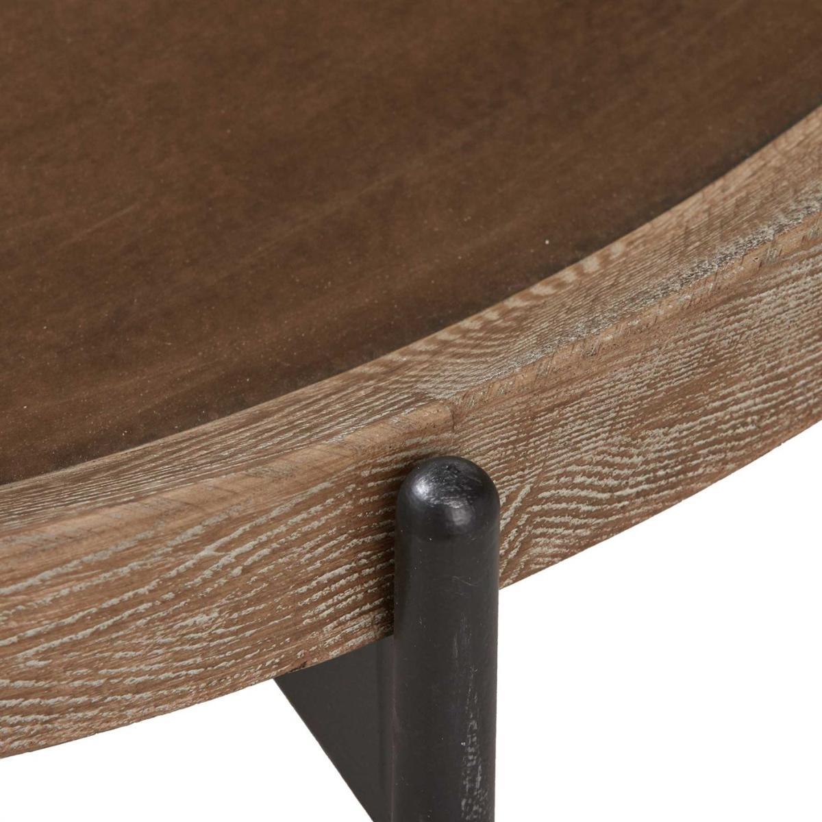 Zeke Round Coffee Table, Light Brass and Oak – image 5