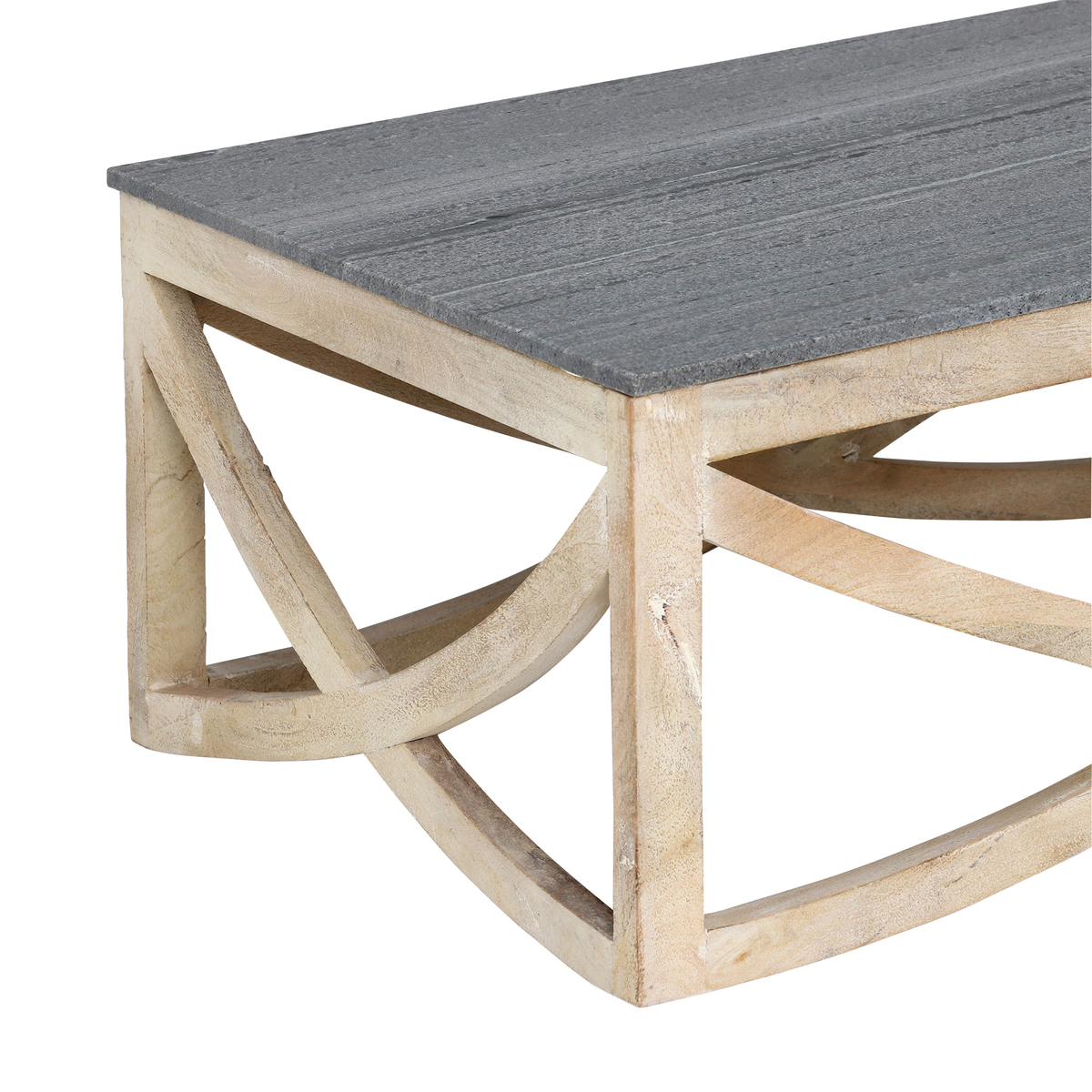 Clipper Whitewashed Coffee Table, Grey Marble – image 3