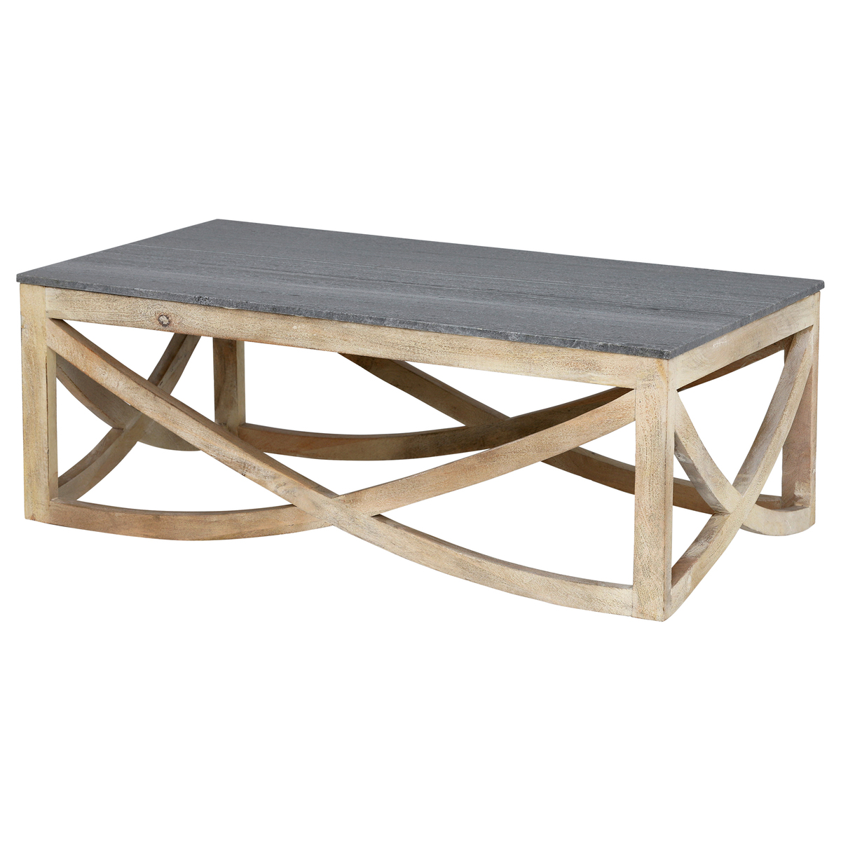 Clipper Whitewashed Coffee Table, Grey Marble – image 4
