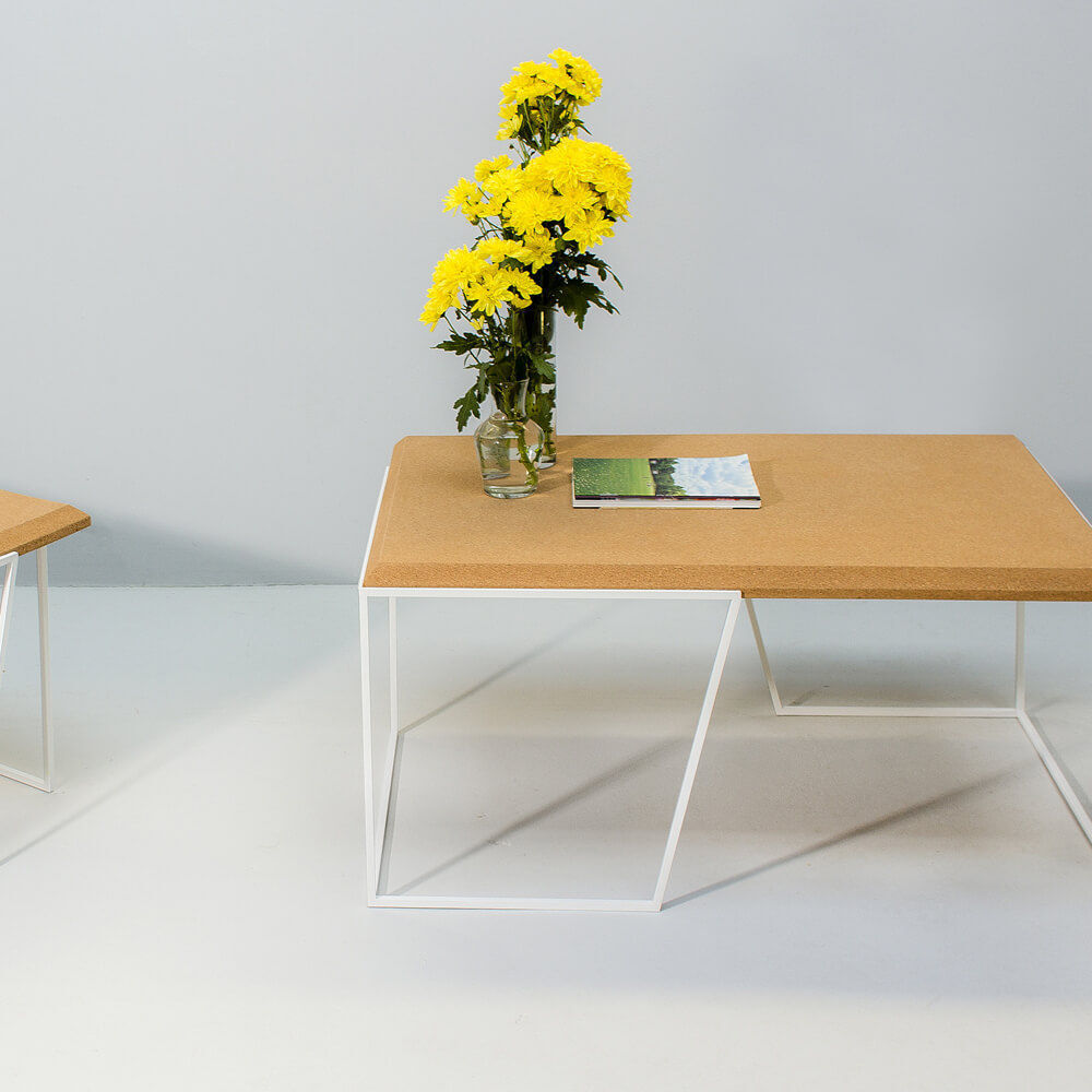 Light Cork And White Legs Grão #2 Coffee Table – image 3