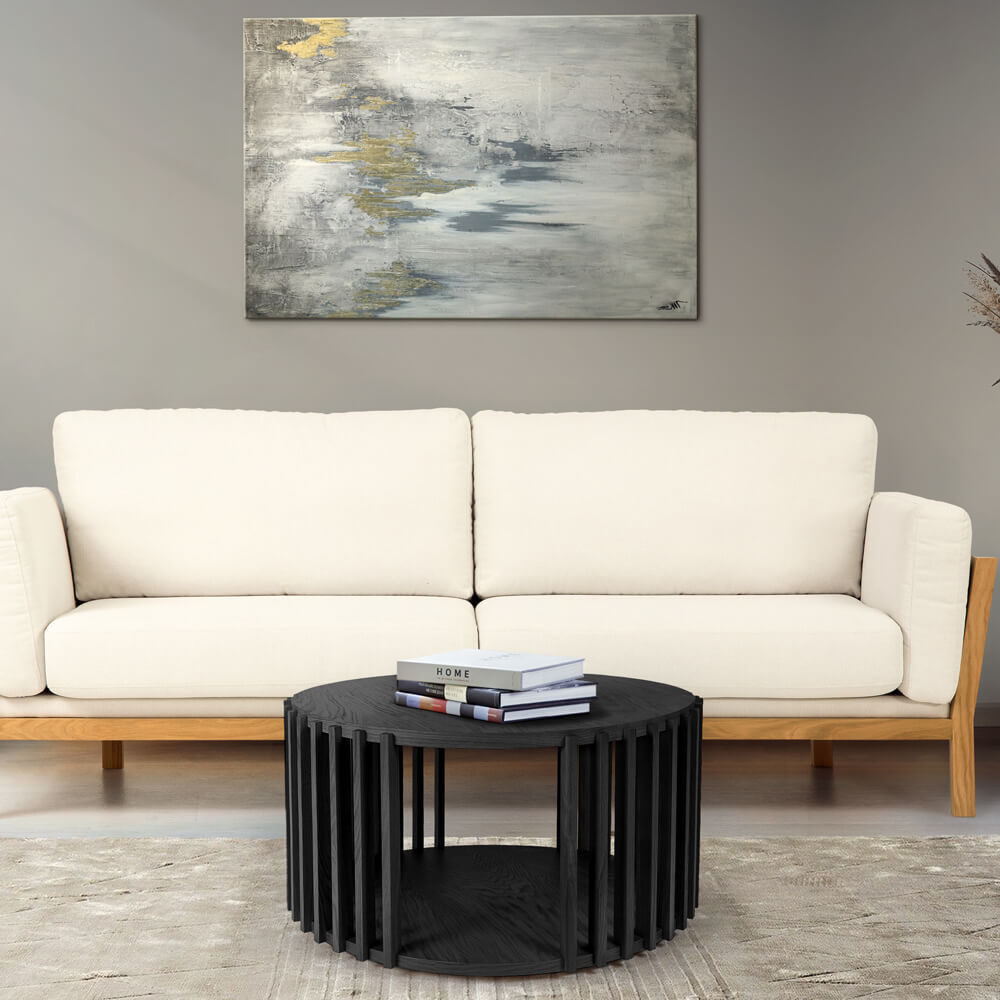 Oak/Black Drum Coffee Table – image 3