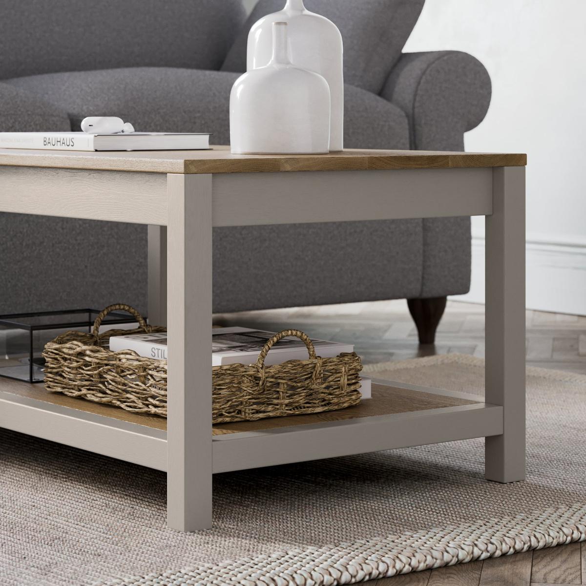 Olney Coffee Table with Shelf Stone Grey/Brown – image 2