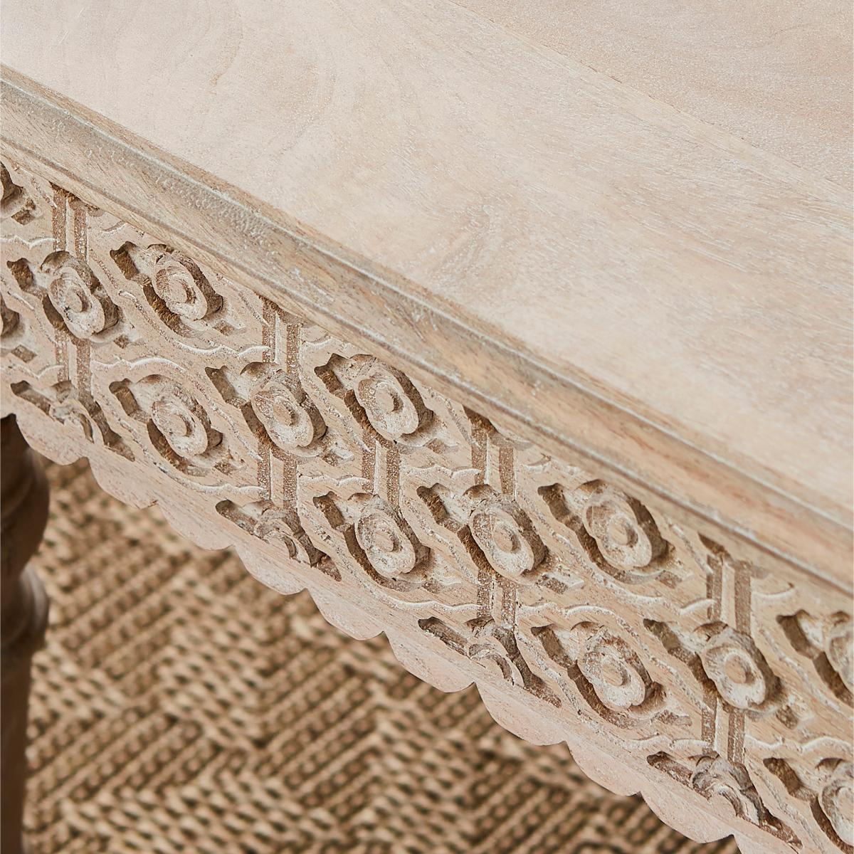 Lolita Carved Coffee Table, Mango Wood White – image 2